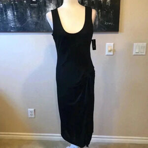 NWT I.N.C. International Concepts Sheer Black Front Tie Midi Dress w/Slit-M